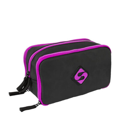 Estojo Triplo Hydroblock Com 3 Divisórias - Preto/Roxo Estojo Triplo Hydroblock Com 3 Divisórias - Preto/Roxo