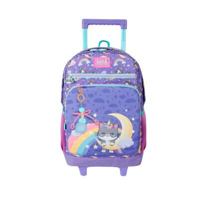 Mochila Com Rodinhas Luna Gatinha - Roxo