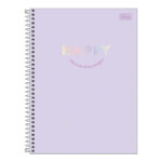 Caderno Espiral Universitário Grande Capa Dura 80 Folhas Happy - Cores Sortidas