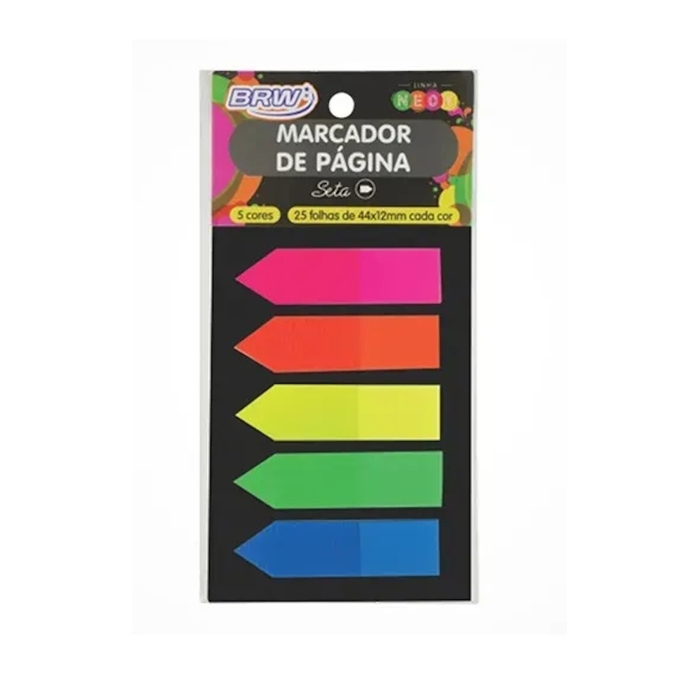 Marcador Pagina Seta - Com 5 Blocos Neon Marcador Pagina Seta - Com 5 Blocos Neon