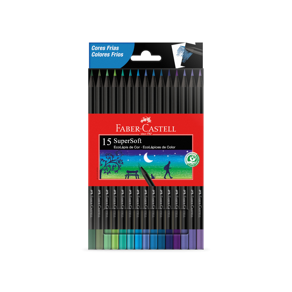 Lápis De Cor Supersoft Com 15 Unidades Cores Frias Lápis De Cor Supersoft Com 15 Unidades Cores Frias
