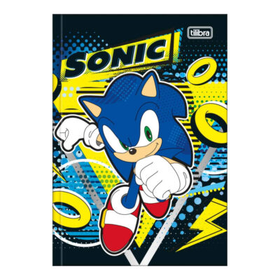 Caderno 1/4 Pequeno Brochura Costurado Sem Mola Capa Dura 80 Folhas Sonic - Estampas Sortidas