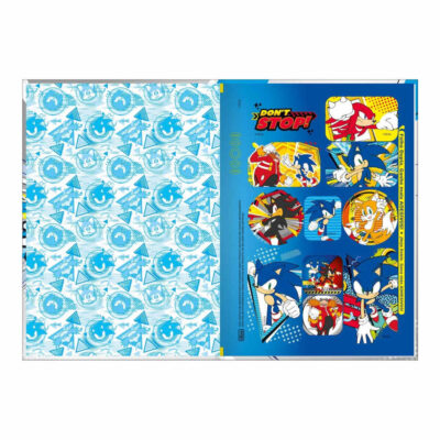 Caderno 1/4 Pequeno Brochura Costurado Sem Mola Capa Dura 80 Folhas Sonic – Estampas Sortidas