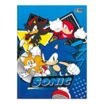 Caderno Brochura Costurado Sem Mola Universitário Grande Capa Dura 80 Folhas Sonic - Estampas Sortid