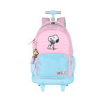 Mochila Com Rodinhas Snoopy - Rosa/Azul Mochila Com Rodinhas Snoopy - Rosa/Azul