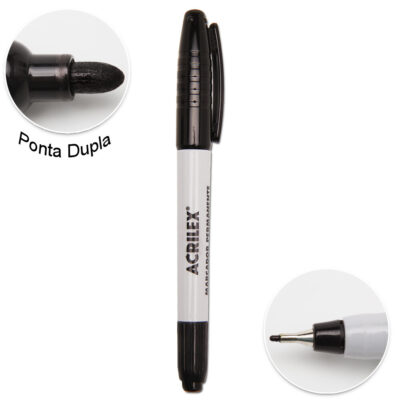 Marcador Permanente Ponta Dupla - Preto Marcador Permanente Ponta Dupla - Preto