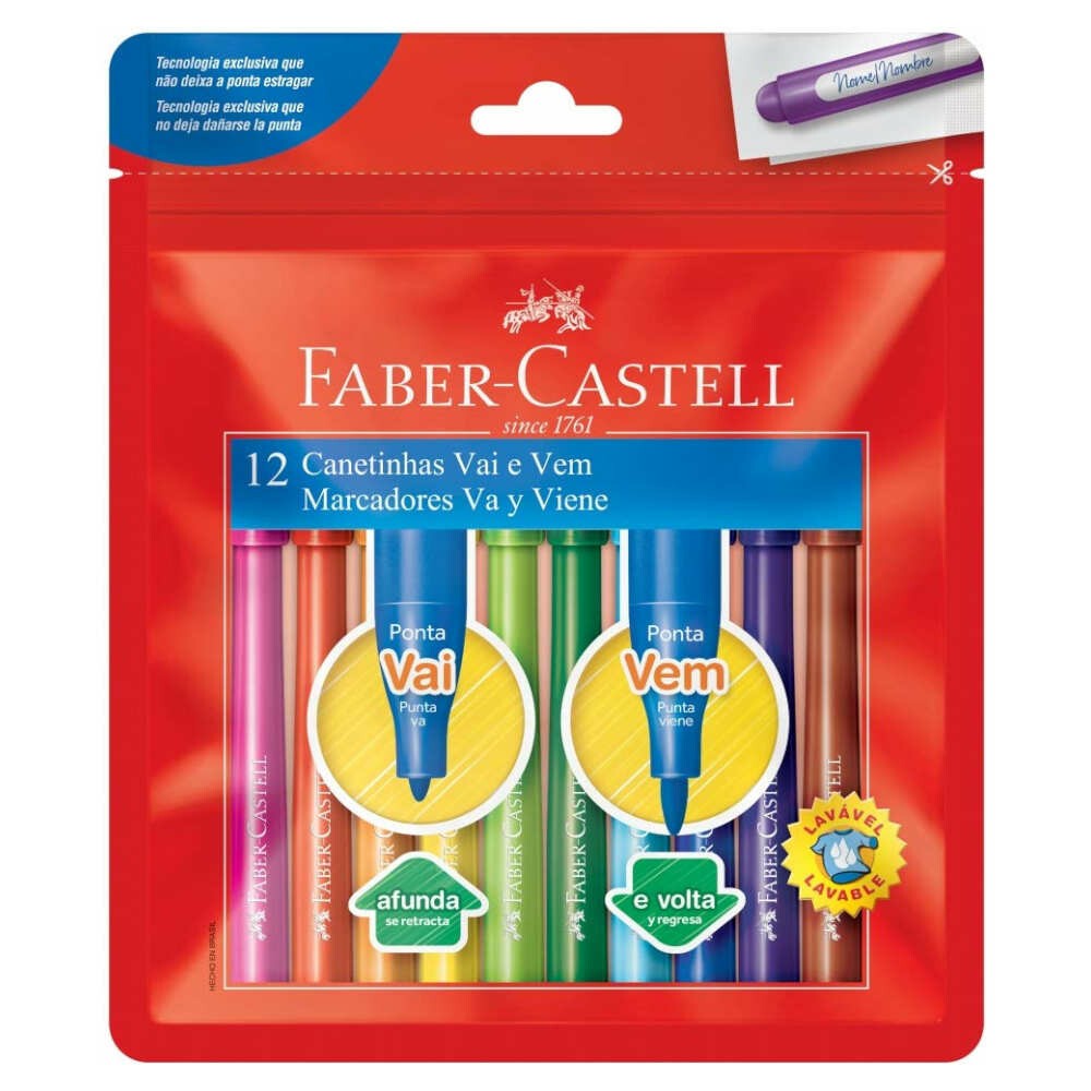 Caneta HidrogrÁfica Vai E Vem Com 12 Cores Caneta HidrogrÁfica Vai E Vem Com 12 Cores