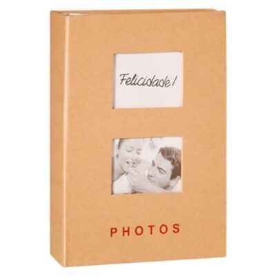 Álbum Para 100 Fotos 15x21cm Kraft - Felicidade Álbum Para 100 Fotos 15x21cm Kraft - Felicidade