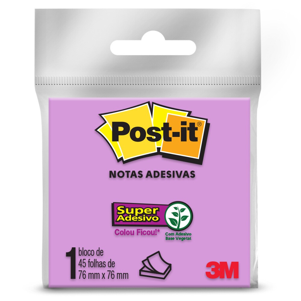 Bloco Notas Adesivas Post It 76mmx76mm Com 45 Folhas - Roxo Bloco Notas Adesivas Post It 76mmx76mm Com 45 Folhas - Roxo