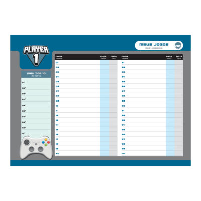 Caderno Desenho E Cartografia Espiral 80 Folhas Player 1 – Estampas Diversas