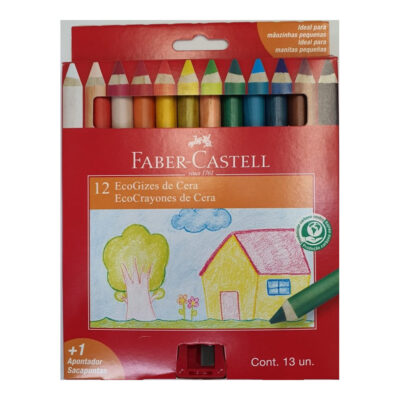 Giz De Cera Ecogiz Com 12 Cores + Apontador