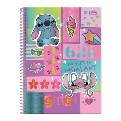 Caderno Espiral Universitário Grande Capa Dura 80 Folhas Stitch – Estampas Sortidas