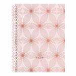 Caderno Espiral Universitário Grande Capa Dura 160 Folhas 10 Matérias Rosa Rosé - Estampas Sortidas