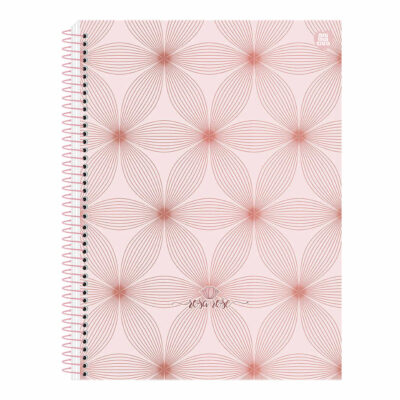 Caderno Espiral Universitário Grande Capa Dura 160 Folhas 10 Matérias Rosa Rosé - Estampas Sortidas