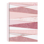Caderno Espiral Universitário Grande Capa Dura 160 Folhas 10 Matérias Rosa Rosé - Estampas Sortidas