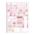 Caderno Espiral Universitário Grande Capa Dura 160 Folhas 10 Matérias Rosa Rosé - Estampas Sortidas