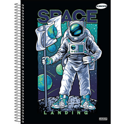 Caderno Espiral Universitário Grande Capa Dura 200 Folhas 10 Matérias Kbom – Estampas Sortidas