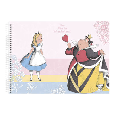 Caderno De Desenho E Cartografia Espiral 60 Folhas Alice In Wonderland - Estampas Sortidas