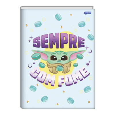 Caderno 1/4 Pequeno Brochura Costurado Sem Mola Capa Dura 80 Folhas Grogu - Estampas Sortidas