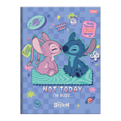 Caderno Brochura Costurado Sem Mola Universitário Grande Capa Dura 80 Folhas Stitch - Estampas Sorti