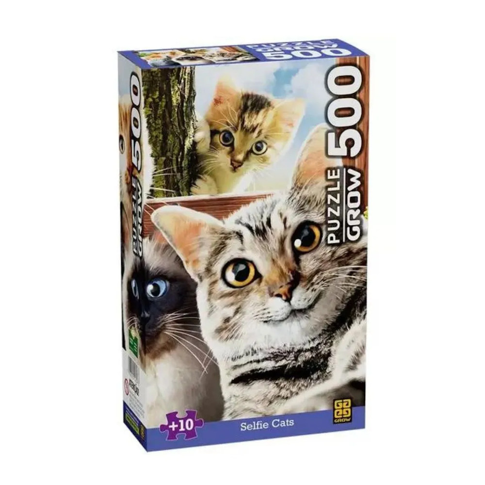 Quebra-Cabeça Com 500 Peças - Selfie Cats Quebra-Cabeça Com 500 Peças - Selfie Cats