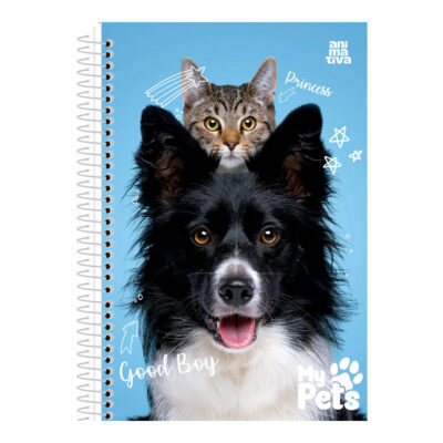Caderno 1/4 Pequeno Espiral Capa Dura 80 Folhas My Pets - Estampas Sortidas