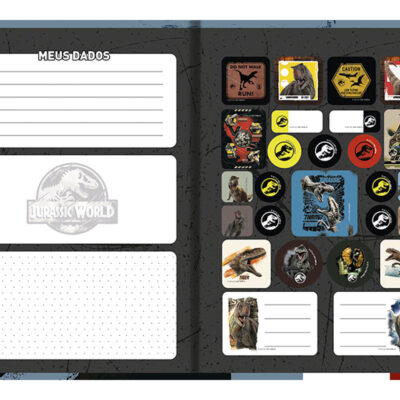 Caderno Brochura Costurado Sem Mola Universitário Grande Capa Dura 80 Folhas Jurassic – Estampas Sor