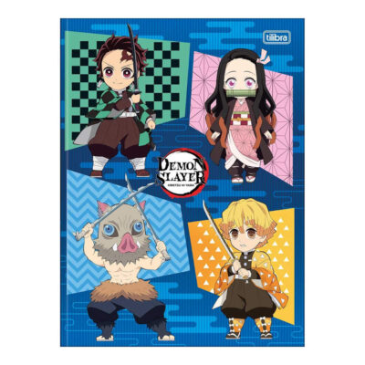 Caderno Brochura Costurado Sem Mola Universitário Grande Capa Dura 80 Folhas Demon Slayer - Estampas