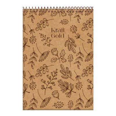 Bloco Espiral Capa Dura Alto Com 80 Folhas Kraft Gold - Estampas Sortidas