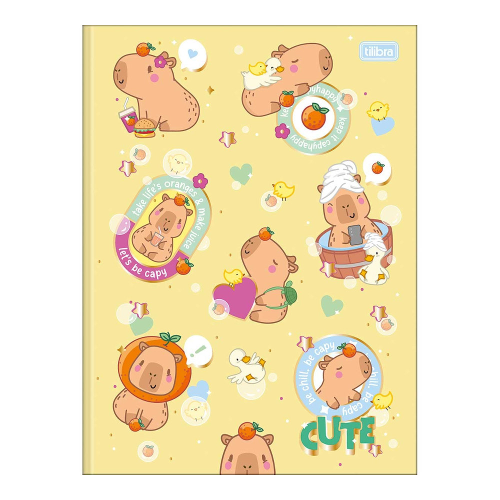 Caderno Brochura Costurado Sem Mola Universitário Grande Capa Dura 80 Folhas Capyclub - Estampas Sor Caderno Brochura Costurado Sem Mola Universitário Grande Capa Dura 80 Folhas Capyclub - Estampas Sor