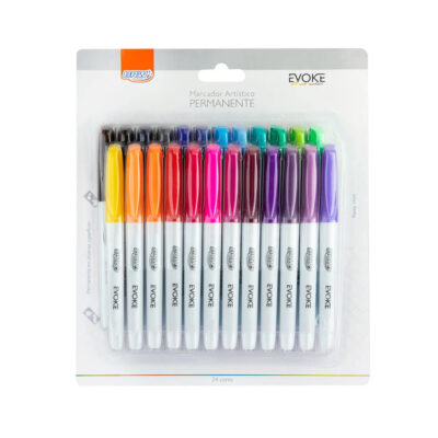 Marcador Artístico Permanente Ponta Fina 1.0mm - Com 24 Cores