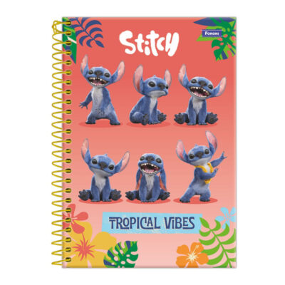 Caderno Espiral Universitário Grande Capa Dura 80 Folhas Stitch - Estampas Sortidas