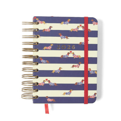 Agenda Planner Espiral Wire-O Diária 2026 - Praia - Cachorros