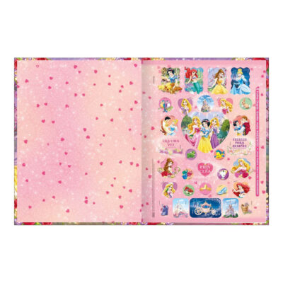 Caderno Brochura Costurado Sem Mola Universitário Grande Capa Dura 48 Folhas Princesas – Estampas So