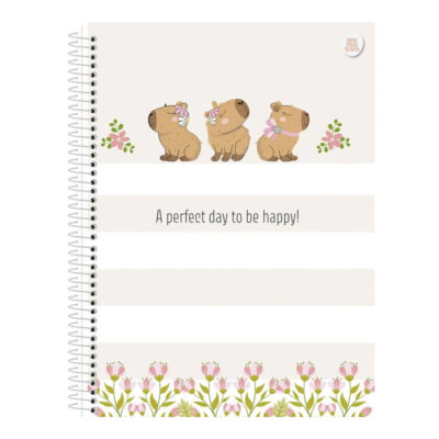 Caderno Espiral Universitário Grande Capa Dura 80 Folhas Capycuties – Estampas Sortidas