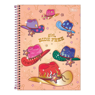 Caderno Espiral Universitário Grande Capa Dura 80 Folhas West Girl - Estampas Sortidas