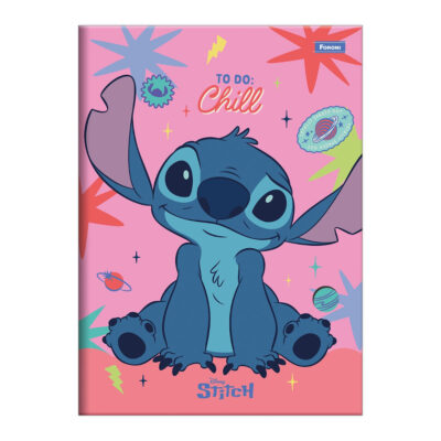 Caderno 1/4 Pequeno Brochura Costurado Sem Mola Capa Dura 48 Folhas Stitch - Estampas Sortidas