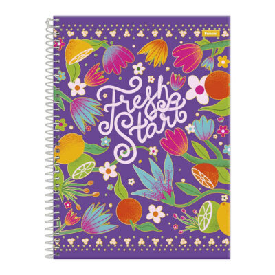 Caderno 1/4 Pequeno Espiral Capa Dura 80 Folhas Lush - Estampas Sortidas