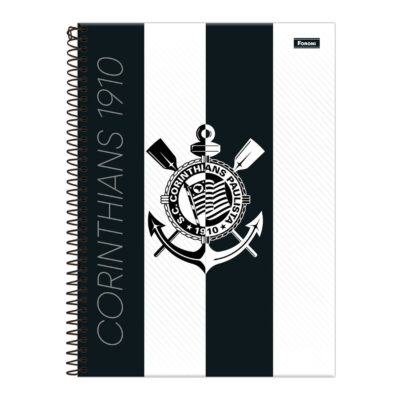 Caderno Espiral Universitário Grande Capa Dura 80 Folhas Corinthians - Estampas Sortidas