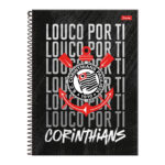 Caderno Espiral Universitário Grande Capa Dura 80 Folhas Corinthians - Estampas Sortidas