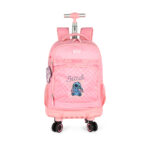 Mochila Com Rodinhas Stitch - Rosa