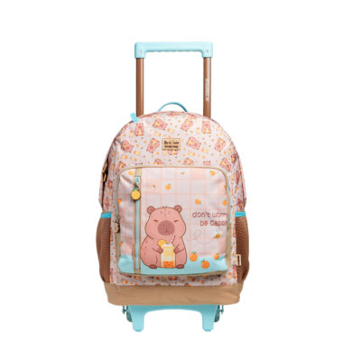 Mochila Com Rodinhas Brownie Capivara - Marrom/ verde