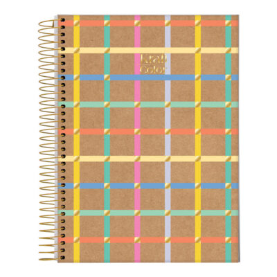 Caderno Espiral Universitário Grande Capa Dura 160 Folhas 10 Matérias Kraft Color – Estampas Sortida
