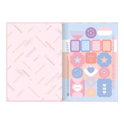Caderno 1/4 Pequeno Brochura Costurado Sem Mola Capa Dura 80 Folhas Happy – Cores Sortidas