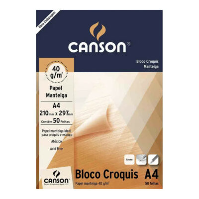 Bloco Croquis Manteiga A4 Com 50 Folhas 40g/M² - Creme