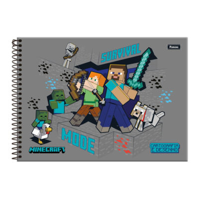 Caderno De Desenho Espiral 80 Folhas Minecraft