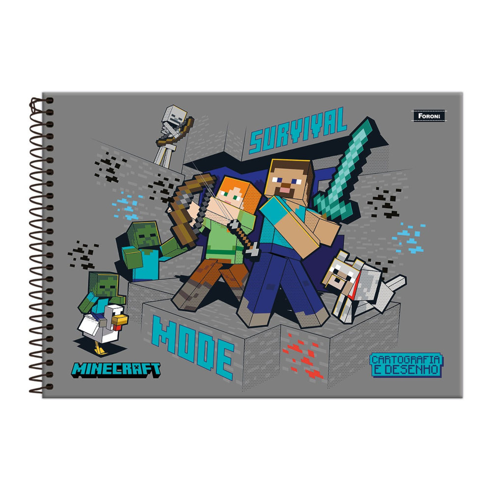 Caderno De Desenho Espiral 80 Folhas Minecraft Caderno De Desenho Espiral 80 Folhas Minecraft