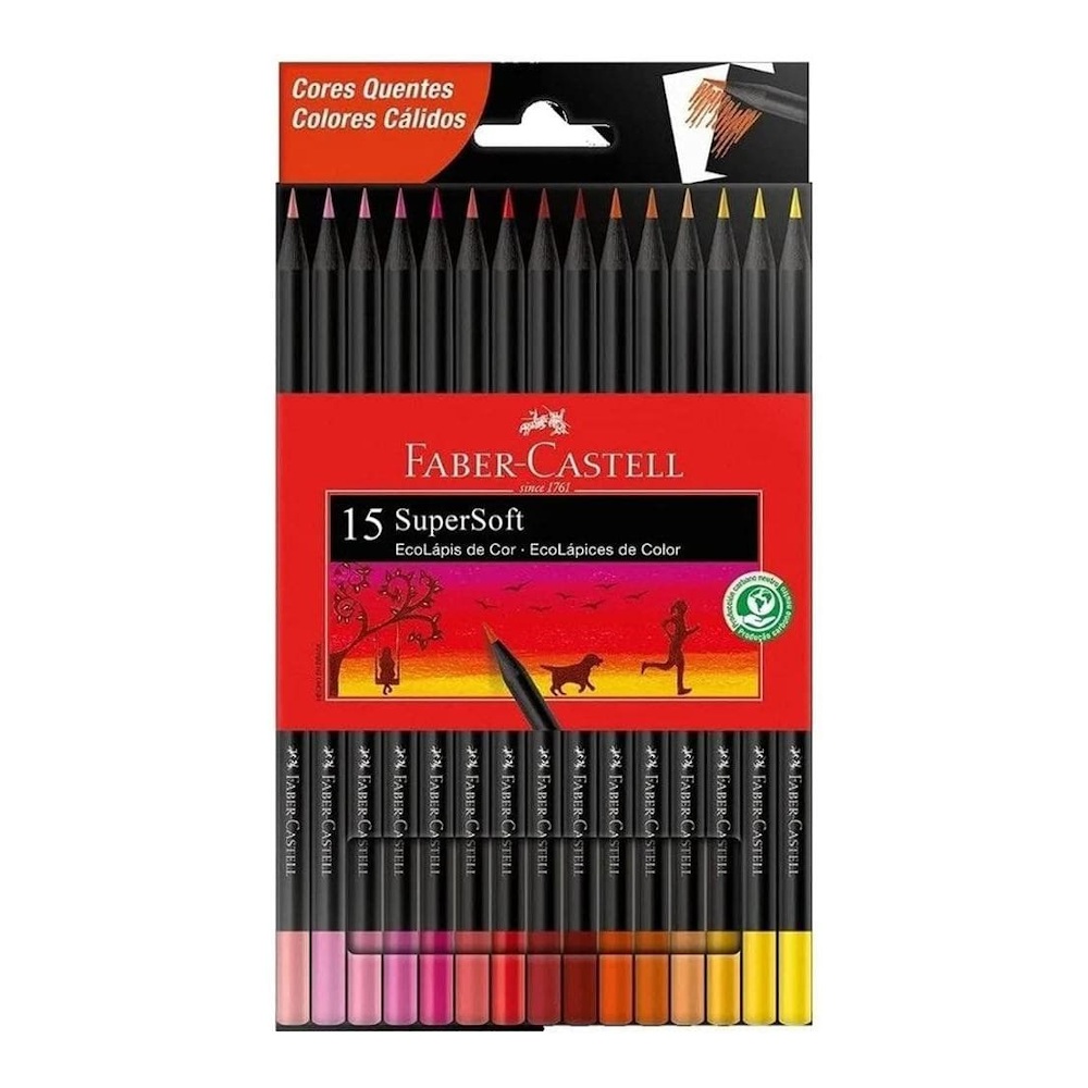 Lápis De Cor Supersoft Com 15 Unidades Cores Quentes Lápis De Cor Supersoft Com 15 Unidades Cores Quentes