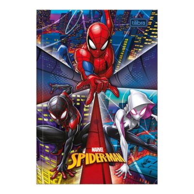 Caderno 1/4 Pequeno Brochura Costurado Sem Mola Capa Dura 80 Folhas Spider-Man - Estampas Sortidas
