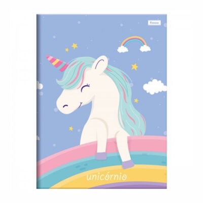 Caderno 1/4 Pequeno Brochura Costurado Sem Mola Capa Dura 80 Folhas Unicórnio – Estampas Sortidas